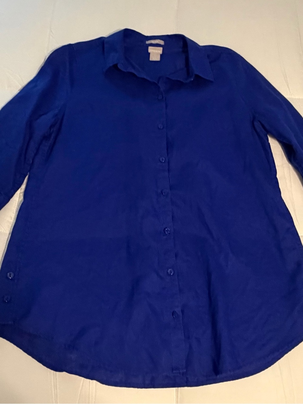 Chico's Solid Cobalt Blue Button-Down Shirt